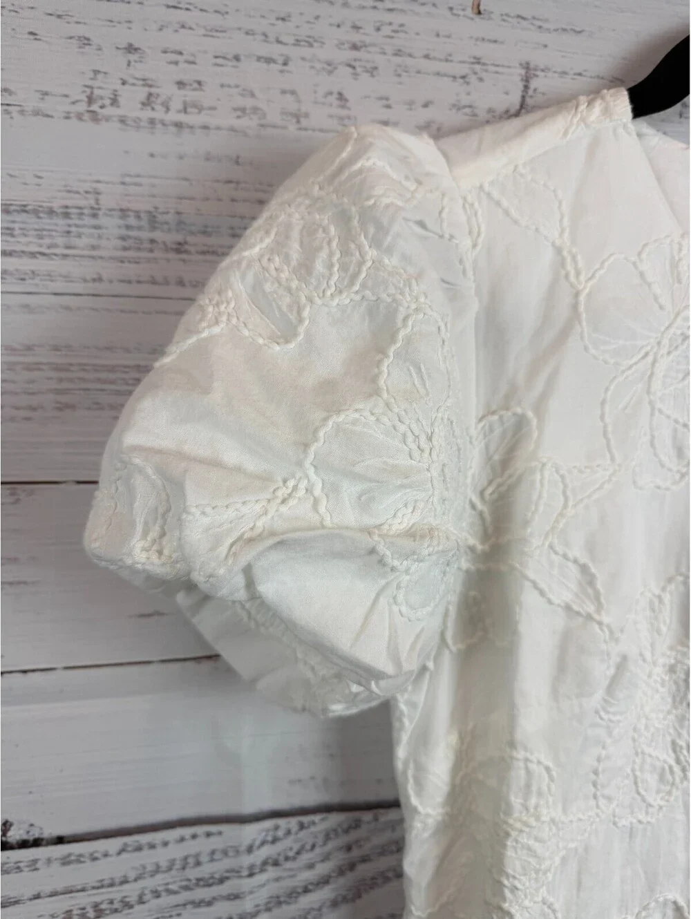 J.CREW white cotton embroidered puff sleeve pockets lined mini dress size 00 NWT